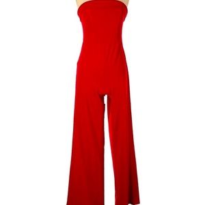 Red strapless jumpsuit